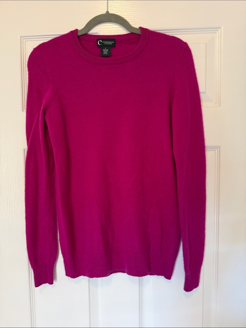 C by Bloomingdale’s Women's Magenta Crewneck Cashmere 2ply 100 Cashmere Sweater